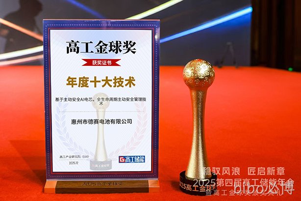 bibo必博电池斩获2025高工金球奖 以技术创新引领储能安全发展